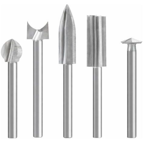 Wood Carving Drill Bit Set Compatible with Dremel, 5 Pieces Different Wood Carving Tools Drill Bits with 1/8" Shank for DIY, Woodworking, Engraving, Micro Sculpture (1/5)