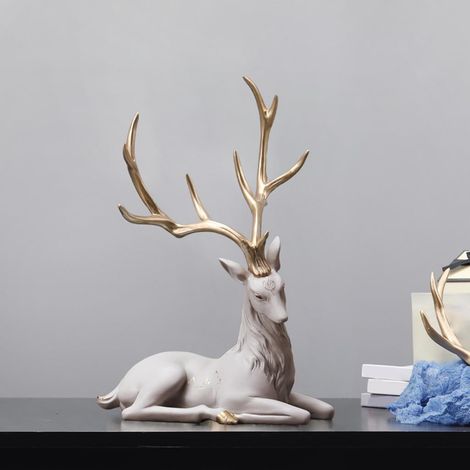 Ornement Cerf - Décoration Intérieure Résine Synthétique - Pour Salon Fenêtre Bureau - Figurine Assise Debout - 1 Pièce (1/5)