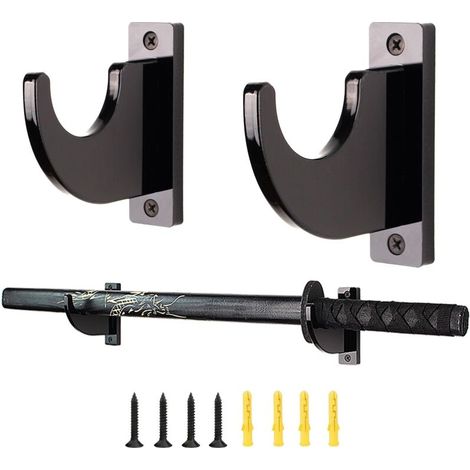 Soporte de pared acrílico horizontal para katana y espada samurái (juego de 2) - con 1 gancho (1/4)