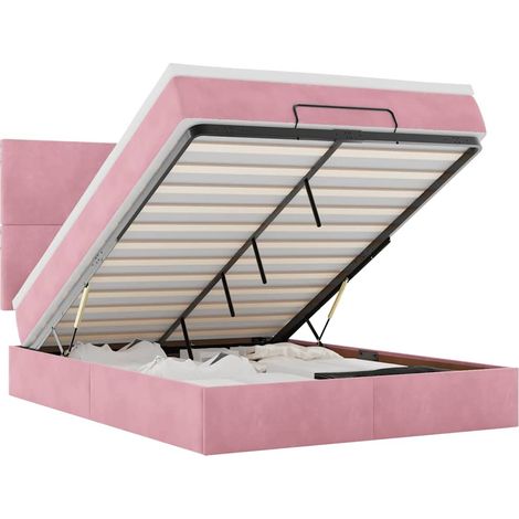 Maison Exclusive - Cadre de lit ottoman avec matelas rose 140x190 cm velours (1/5)