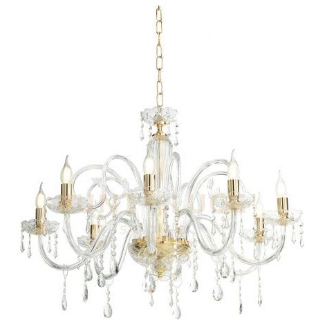 MARIA TERESA LAMPADARIO MT/8 L6 PASTORALE D.82CM ORO E TRASPARENTE 8 LUCI ATTACCO E14