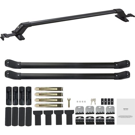 Barres de toit universelles en aluminium renforcé, sans rails latéraux, charge 70 kg, réglables avec serrures, pour SUV, berlines et monospaces. (1/5)