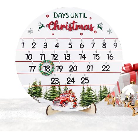 Décorations de l'Avent de Noël – Décoration en bois – Calendrier de porte pour intérieur ou extérieur – Décoration murale pour cheminée, bureau, table (1/5)