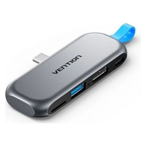 Docking Sin Cables USB Tipo-C Vention THYH0/ 1xUSB/ 1xHDMI/ 1xUSB Tipo-C PD/ 1xLector de Tarjetas/ Gris