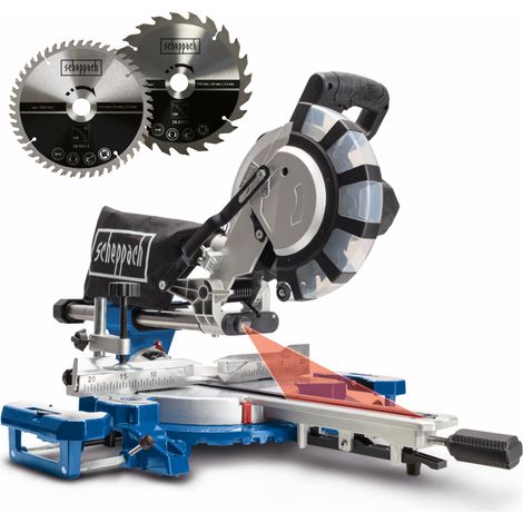 [JAMAIS UTILISÉ] Scheppach Scie à onglet radiale HM216SPX - 2000 W - Ø 210 mm - 4800 tr/min - 65 cm hauteur de coupe - 34 cm largeur de coupe - Avec laser, supports en alu - Table mobile - 2 lames fou