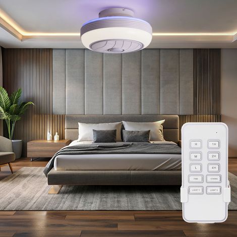 Ventilatore da soffitto con telecomando lampada da soffitto ventilatore per soggiorno, effetto legno nero metallo, timer CCT, LED, D 46 cm (1/5)