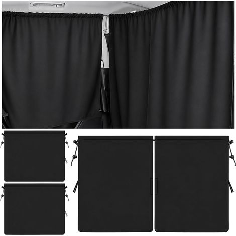 4 Pièces Rideaux De Séparation Voiture, Occultant + Rideau Vitre Arrière - Auto Rideau de Confidentialité, Rideaux SéParation IntéRieurs Rideau, AccessoireVoiture