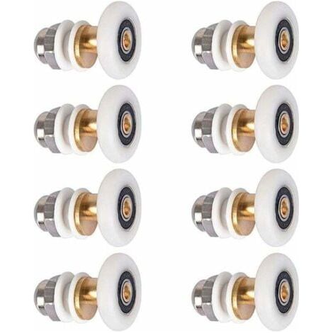 8 pièces 25mm Porte de Douche - Rouleau Roulette Roue pour Porte de Douche Roulettes Coulissantes Porte Roue de Remplacement pour Rouleau (1/5)