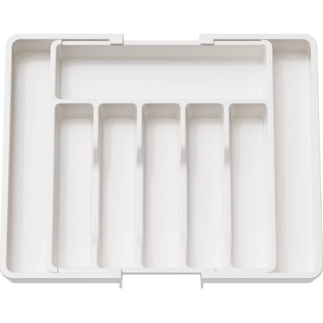 Organizador de cubiertos extensible para cajón, color blanco, 38 x 57 cm. (1/5)