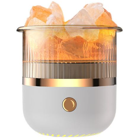 royaluxe-Humidificateur en cristal de sel diffuseur d'huiles essentielles USB avec lumière LED Petit humidificateur d'air portable pour la maison et le bureau (blanc)