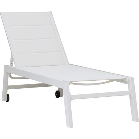 Sonnenliege BARBADOS aus weißem Textilene - Weißaluminium