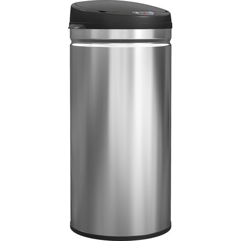 Automatischer 42-Liter-Küchenabfalleimer aus Edelstahl mit Soft-Close-Deckel, Maße 30,5 x 30,5 x 68 cm, silberfarben
