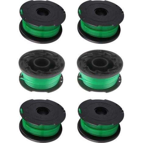 Lot de 6 Bobines de Rechange Spinner pour BLACK+DECKER GL7033, GL8033, GL9035 - Fil de Nylon Vert - A6482 (1/4)