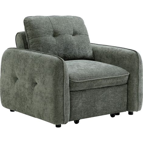 Fauteuil convertible en tissu texturé vert POBAVA