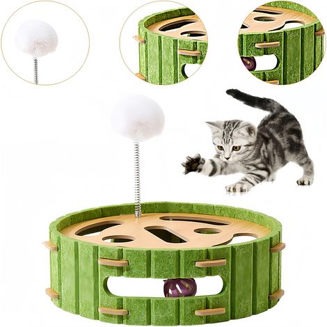 REZEA Boîte de jeu pour chat avec piste et balles interactives (1/5)