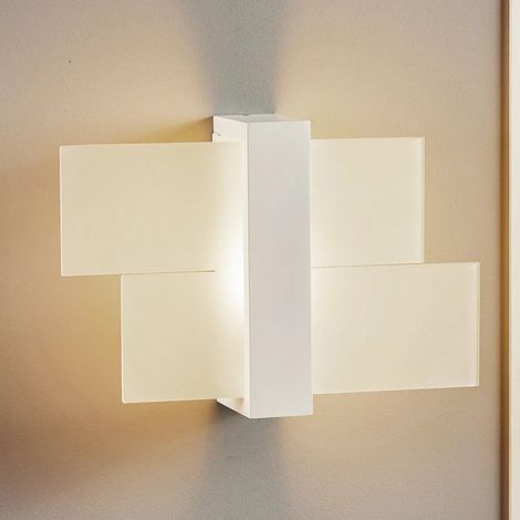 [GEBRAUCHT] B-Ware Wandleuchte Wandlampe Glas Weiß Shifted 1 Leuchte Beleuchtung Holz Modern