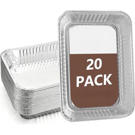 Ensemble de égouttoirs - 20x petits égouttoirs jetables - en aluminium robuste - évier de bac d'égouttage - Nettoyez facilement le barbecue et préparez les plats d'accompagnement 27 cm x 16 cm (1/5)