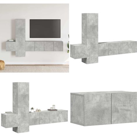 5-tlg. TV-Schrank-Set Betongrau Holzwerkstoff - TV-Schrank Set - Betonfarbe (1/5)