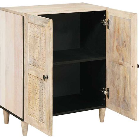 Buffet,Bahut,Meuble de Rangement avec porte Blanc 60 x 33 x 75 cm bois de manguier massif CFW85214 (1/5)