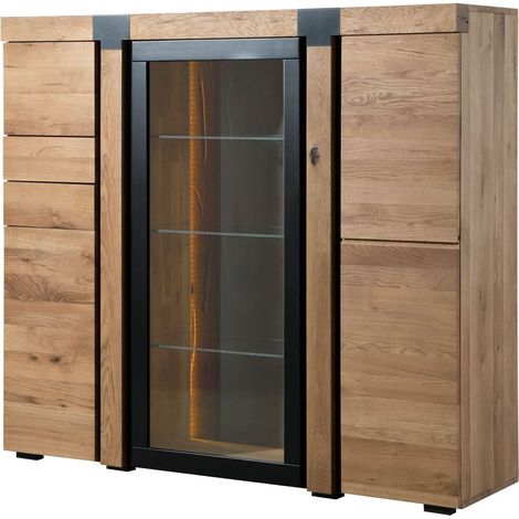 Credenza in legno di Quercia selvatica 161x45x144 oliato / naturale ROTTERDAM 101
