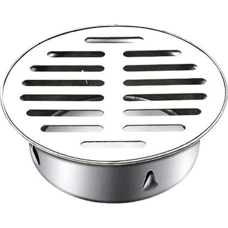 Piletta di scarico a pavimento in acciaio inossidabile KZQ, piletta di scarico a pavimento rotonda per balcone, coperchio per piletta di scarico a pavimento (apertura piatta da 110 mm) (1/4)