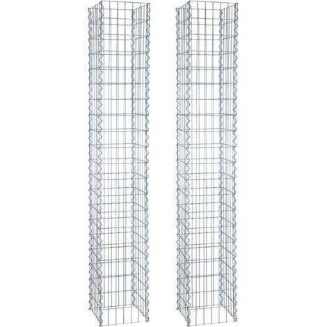 Gabionen-Säule 200cm Höhe 2er 30x30 cm Steinkorb Säulengabione Gabione 4-Eck (1/4)