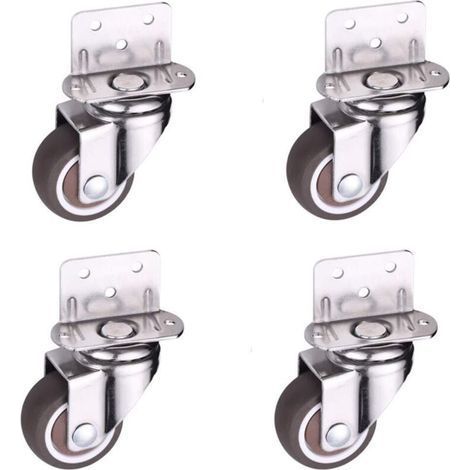 Lot de 4 petites roulettes pivotantes de 25 mm pour meubles, roulettes en L pour lit bébé, armoire, meuble, table, capacité de charge : 11 kg par roue (1/5)