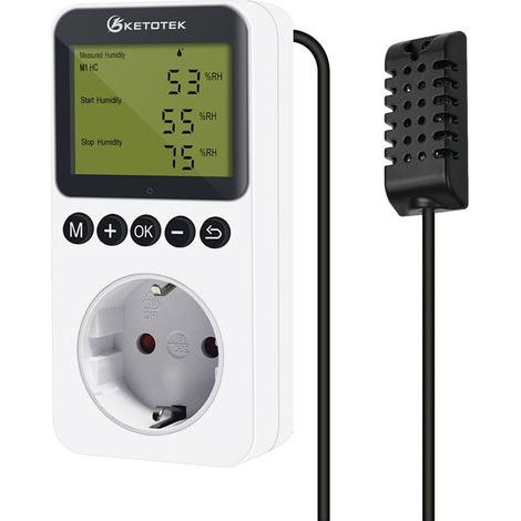 Digital Hygrostat Plug, Humidity Controller 20-95%, Probe Included, For Terrarium Greenhouse Incubator (1/5)