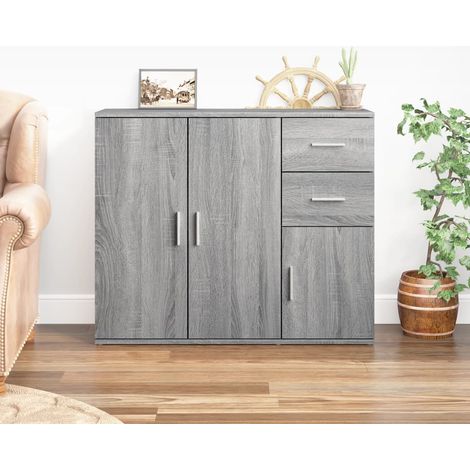 Sideboard Grau Sonoma 91x29,5x75 cm Holzwerkstoff