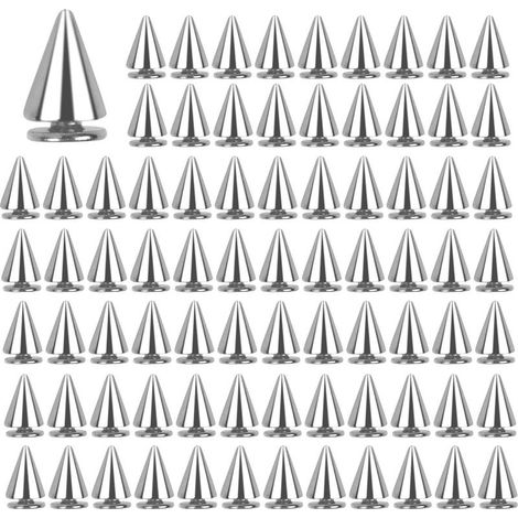 100 Pieces 7x10 mm Metal Decorative Punk Rivets, Cone Pointed Rivets, Killer Rivets, Pointed Punk Rivets, Screw Rivets, Metal Rivets for DIY Leather Crafts, Clothing, Bags, Shoes, Belts, Bracelets (1/5)