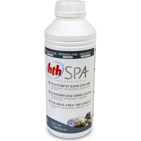 hth Spa Wasserpflege ohne Chlor 1 L gegen Algen und Trübungen für Whirlpools und Spas