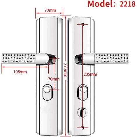 (Paire de poignées de porte) Plaque de verrouillage multifonction en acier inoxydable antivol pour portail d'entrée, anti-explosion, miroir de sécurité brillant, poignée de verrouillage élargie (1/5)