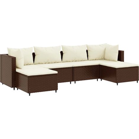 Maison Exclusive - Set Mobili da Giardino 6pz con Cuscini in Polyrattan Marrone