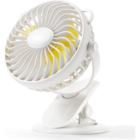 Ventilateur Clip - 3 Vitesses - Rotation 360° Horizontale et Verticale - Alimentation USB ou Batterie Rechargeable - Pour Bureau Table Chambre Poussette Camping Voiture - 1 Pièce (1/5)