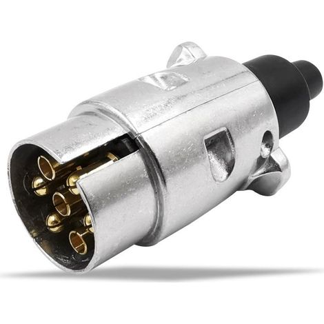 BEBUSINGOTO Enchufe de remolque metálico de 7 pines, toma de remolque impermeable de metal macho de 7 pines, adaptador de enchufe de 12 V de 7 pines para conectar remolques y caravanas, enchufe de ba (1/5)