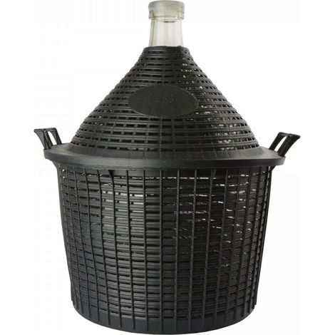 Dame-jeanne, Bonbonne en verre avec panier 20L - goulot normal + bouchon en plastique
