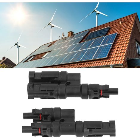 Connecteur en T, connecteur en T, connecteur photovoltaïque de branche MC4Y, connecteur de câble solaire photovoltaïque MC4 2 à 1. (1/5)