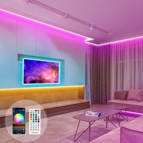 Nastro Led 10M, Striscia Led 5050 RGB Led striscia Flessibile Luce Multicolor con ，Utilizzato per la decorazione della casa camera da letto (1x10M) [Classe energetica A] (1/5)