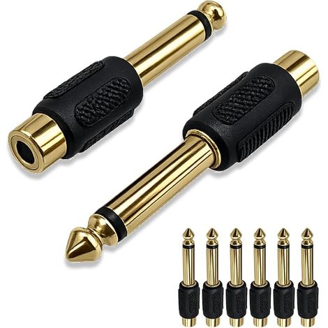 8 Pcs 6.3mm Mono Plug Male to Female Audio Jack Adapter with Gold Plated Connectors, Jack Adapter Compatible Ampli, Instruments, Headset, Mini Jack to Jack (1/5)