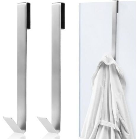 2 Pack 25cm Shower Door Hooks for Bathroom, Heavy Duty No Drill Stainless Steel Hooks for Frameless Glass Shower Door (1/5)