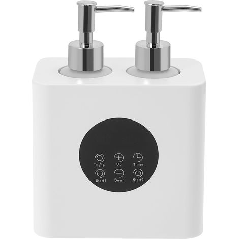 Chauffe‑huile de massage double flacon, température 30‑65 °C réglable, minuterie 0,5‑24h, chauffage 360°, chauffe‑lotion électrique pour spa, salon et maison, blanc