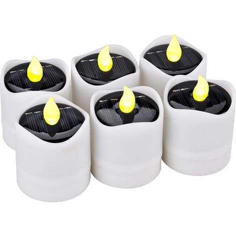 Bougie Solaire - 5,8 x 5,8 x 7,2 cm - LED Sans Flamme - Étanche IP44 - Pour Jardin Fête Mariage Noël - Lot de 6 (1/5)