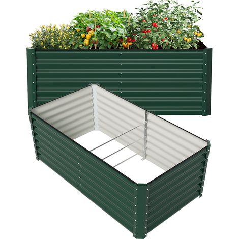 Wolketon Metall Hochbeet 160x90x60cm Raumteiler Garten Verzinktes Gemüsebeet mit Kantenschutz, Stabil & Rostfrei, Bodenloses Pflanzbeet für Außenbereich, Schwarz