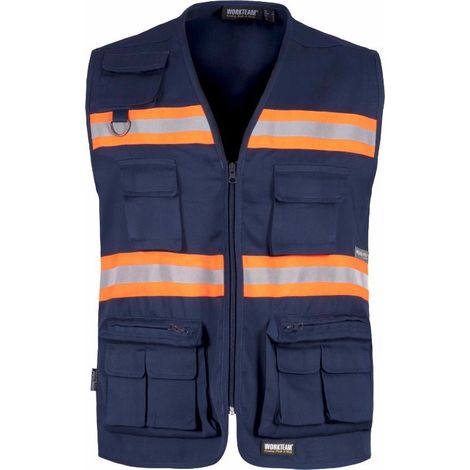 Chaleco de trabajo fluor con bolsillo trasero WORKTEAM Combi S3136