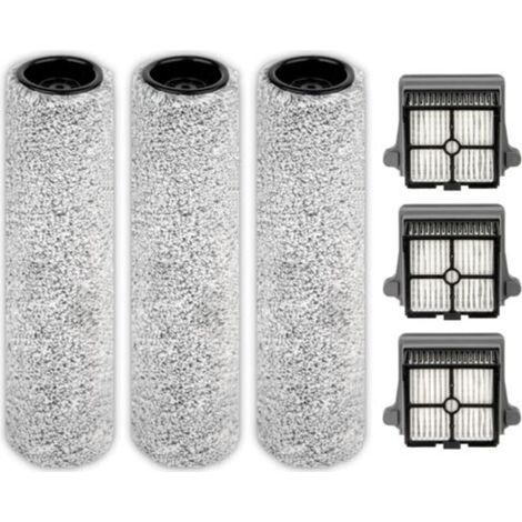 【Version 2, rouleau amovible】(6 pièces) S7 Pro rouleaux brosses et filtres HEPA pour aspirateur Tineco Floor One S7 Pro, Floor One S6, 3 rouleaux et 3 filtres (à l'exception de la poignée)