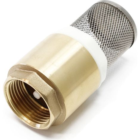 Messing Fußventil mit Rückschlagventil und Edelstahlkorb Saugkorb für Saugschlauch DN25 (1") 33,7mm
