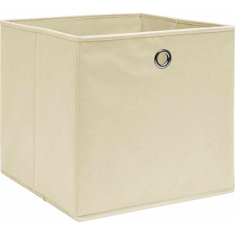 vidaXL Contenitori 4 pz in Tessuto non Tessuto 28x28x28 cm Crema