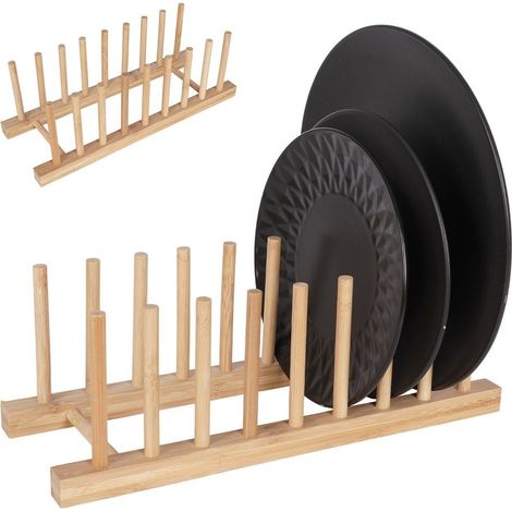 Tellerablage aus Bambus, 8-teilig, 34 x 13,5 cm (1/5)