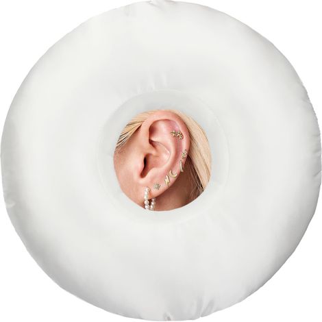 Oreiller de piercing d'oreille en satin pour les personnes dormant sur le côté, coussin de piercing soyeux avec trou d'oreille pour soulager les douleurs à la tête et aux oreilles, coussin (1/5)