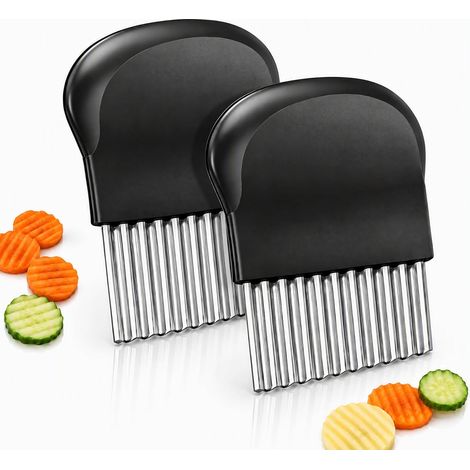 coupe-frites ondulés 14 x 9,5 cm, couteau à frites ondulé en acier inoxydable, coupe-frites manuel pratique pour légumes, fruits et pommes de terre, accessoire de cuisine pour la maison et les enfants (1/5)